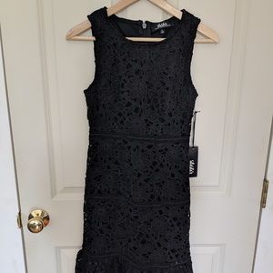 Pretty, navy blue lace cocktail dress